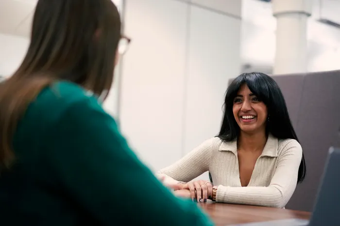 Two people in a meeting with laptop